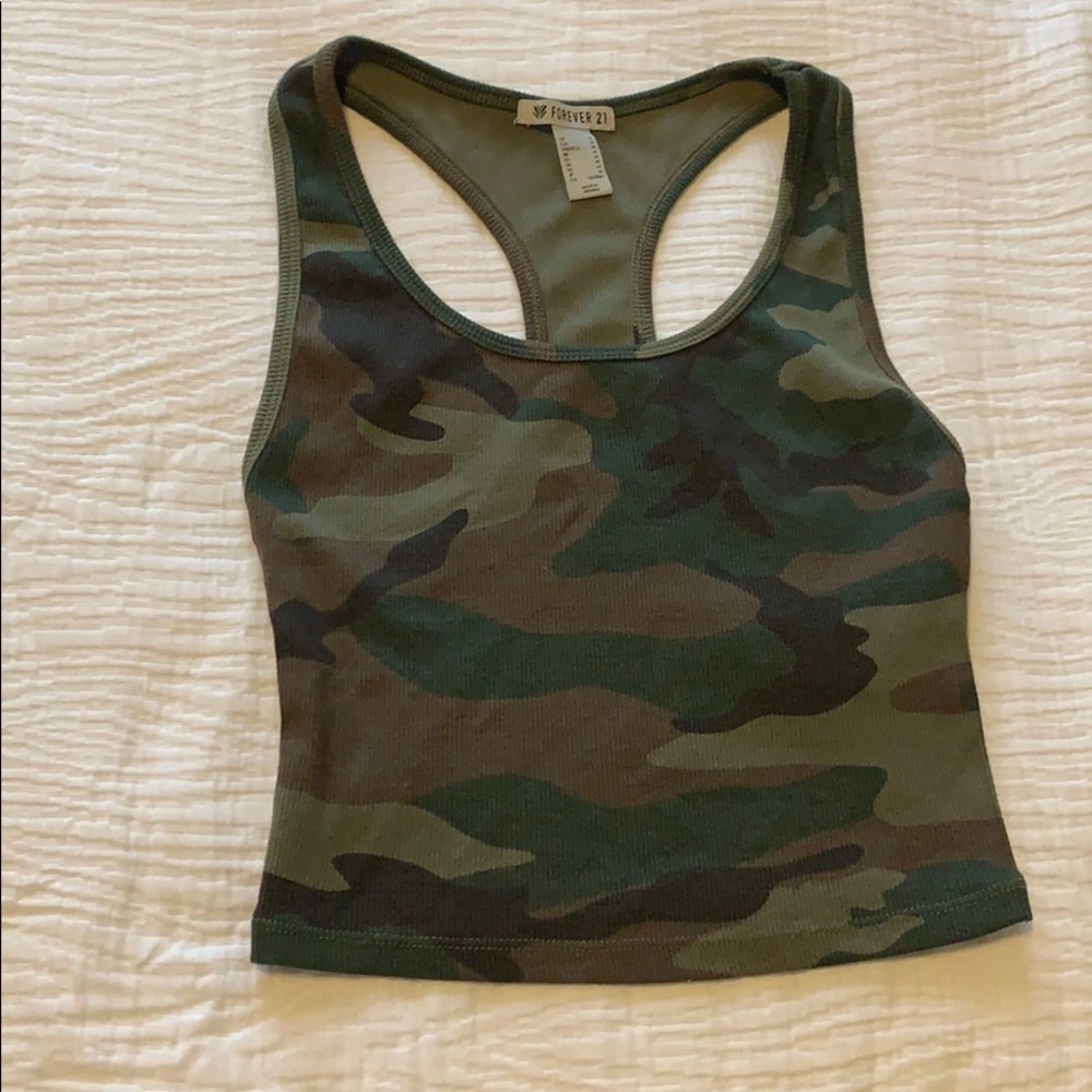 Forever 21 camo racer back tank top